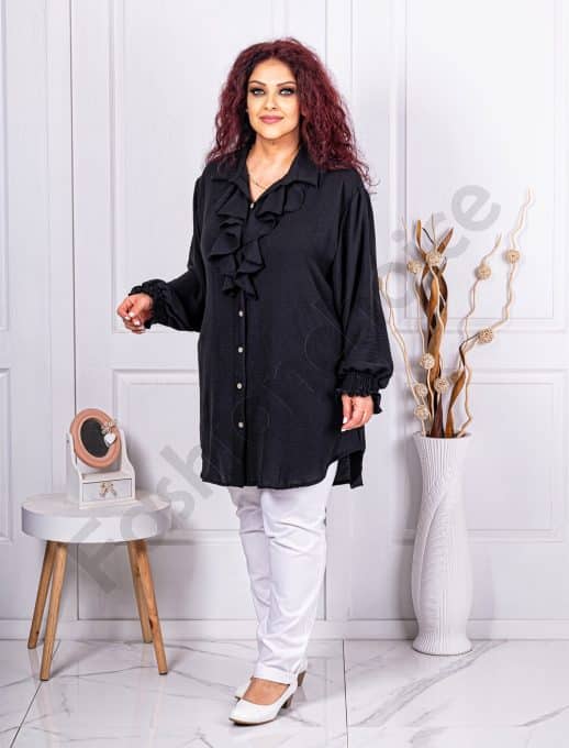 Camasa maxi eleganta cu jabou-negru cod 3205