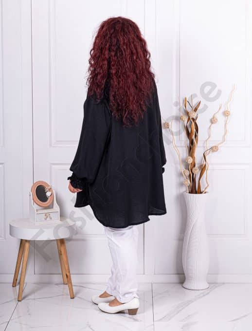Camasa maxi eleganta cu jabou-negru cod 3205