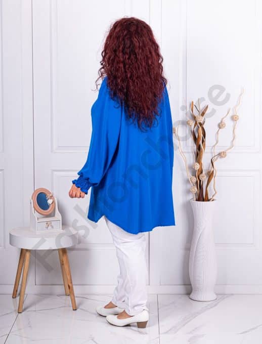 Camasa maxi eleganta cu jabou-albastru regal cod 3205-3