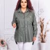 Camasa maxi din bumbac cu broderie-kaki cod 10331-5