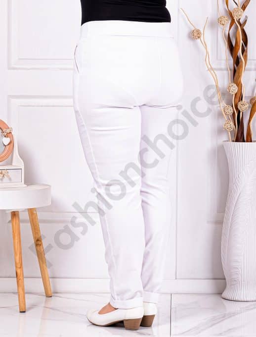 Pantalon elegant maxi cu efect Push Up-alb cod 24348-8