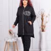 Compleu maxi cu partea din spate alungita si imprimeu-negru cod 1403