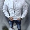 Geaca barbati pentru primavara din fas cu fermoare metalice-alb cod 23005-1