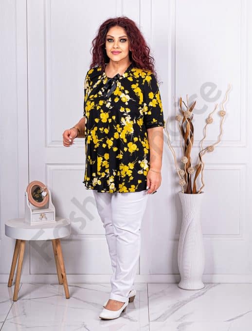 Tunica maxi cu imprimeu floral-galben cod 241348