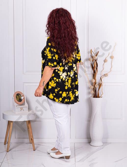 Tunica maxi cu imprimeu floral-galben cod 241348