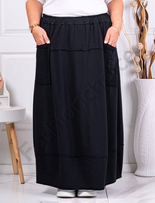 Fusta maxi sport-elegant cu buzunare-negru cod 3130