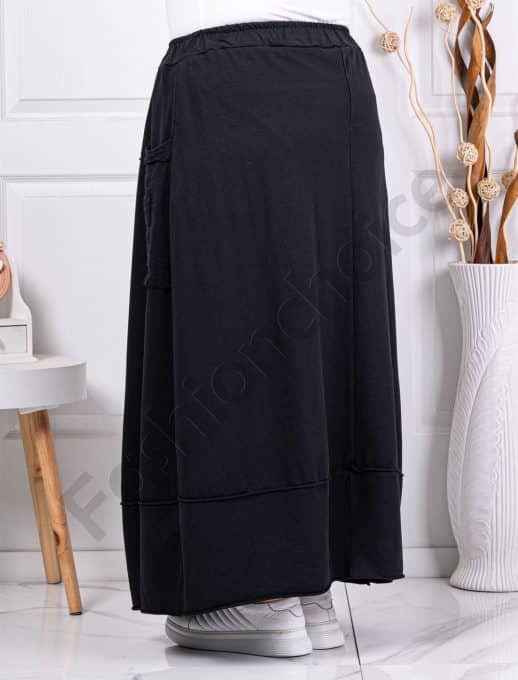 Fusta maxi sport-elegant cu buzunare-negru cod 3130