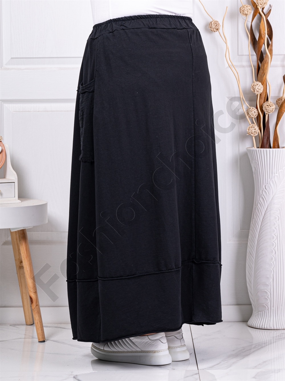 Fusta maxi sport-elegant cu buzunare-negru cod 3130