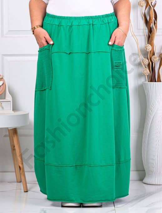 Fusta maxi sport-elegant cu buzunare-verde cod 3130-1