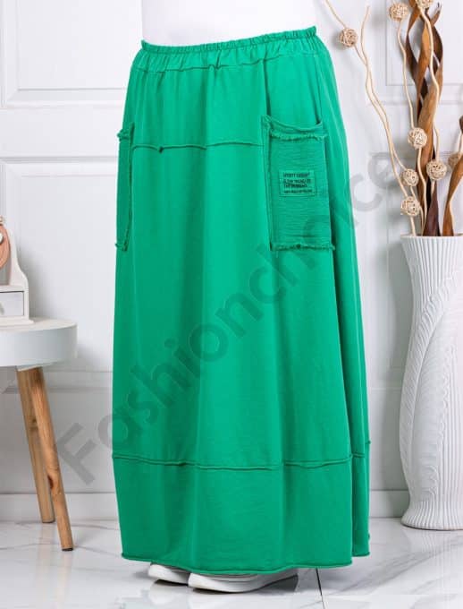 Fusta maxi sport-elegant cu buzunare-verde cod 3130-1