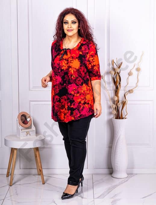 Tunica maxi cu imprimeu floral-bordo cod 241348-1