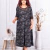 Rochie maxi cu accente din plasa si figuri-negru cod 1354