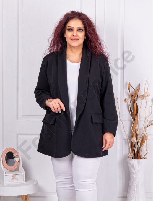 Blazer maxi sport-elegant fara inchidere-negru cod 2607