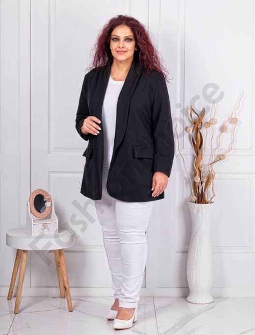 Blazer maxi sport-elegant fara inchidere-negru cod 2607
