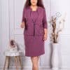 Set elegant maxi din rochie si sacou-roz inchis cod 24100-3