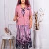 Set elegant maxi din sifon de trei piese-roz cod 24123-4