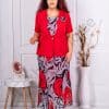 Set elegant maxi din sifon de trei piese-rosu cod 24123-2