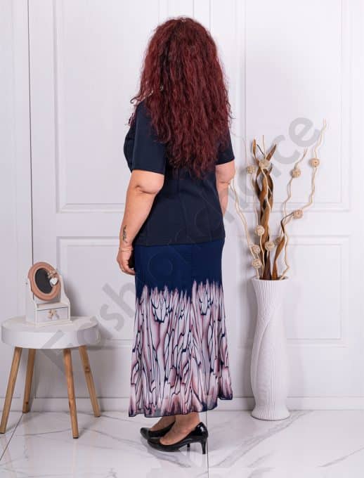 Set elegant maxi din sifon de trei piese-albastu cod 24123-5