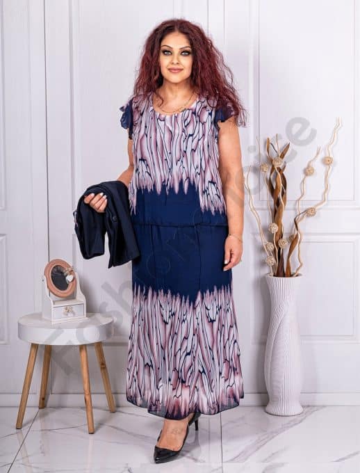 Set elegant maxi din sifon de trei piese-albastu cod 24123-5