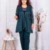 Set elegant cu blazer din dantela si bluza-verde masliniu-cod 1321-13