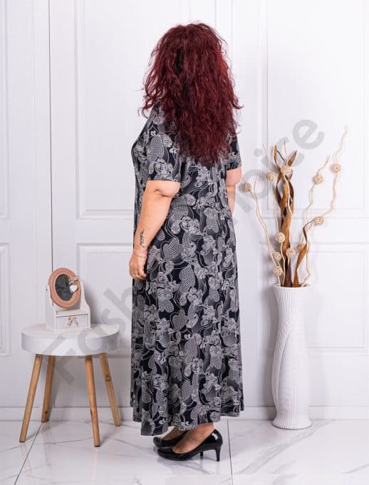 Rochie maxi in clos cu figuri abstracte cod 24234-4
