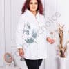 Jacheta maxi cu gluga si imprimeu modern-alb cod 7883-1