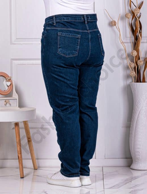 Blugi maxi cu decoratie din capse-albastru inchis cod 4178-1