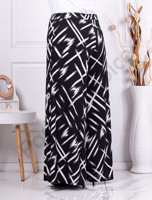 Fusta-pantalon maxi elegant cu imprimeu linii diagonale cod 53591-1