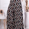 Fusta-pantalon maxi elegant cu imprimeu linii ondulate cod 53591-2