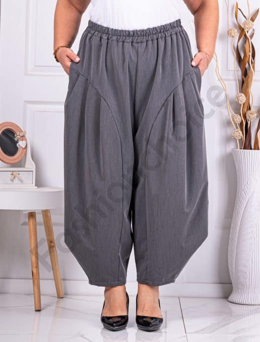 Pantalon maxi tip balon cu croi lejer-gri cod 2909-2