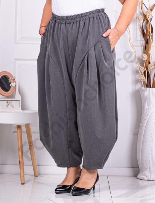 Pantalon maxi tip balon cu croi lejer-gri cod 2909-2