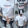 Tricou barbati Oversize cu inscris Escape from reality-alb cod 3039-1