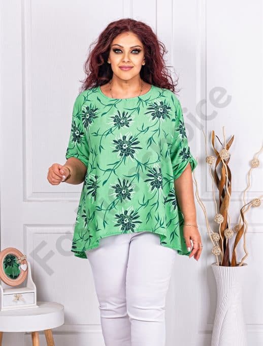 Tunica super maxi cu imprimeu floral-verde cod 82813-1