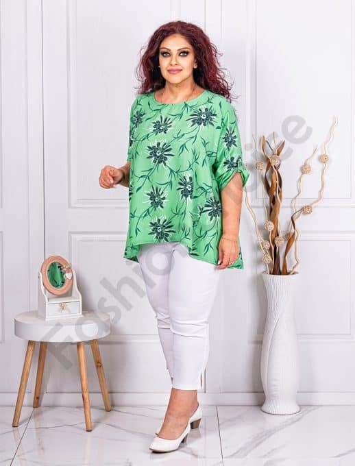 Tunica super maxi cu imprimeu floral-verde cod 82813-1