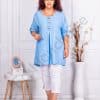 Tunica maxi cu decoratie din paiete si nasturi-albastru deschis cod 10683-4