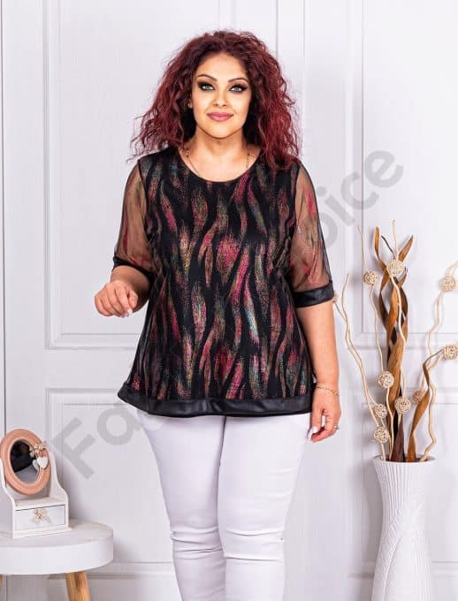 Tunica maxi din tull cu print stralucitoare cod 241150-1