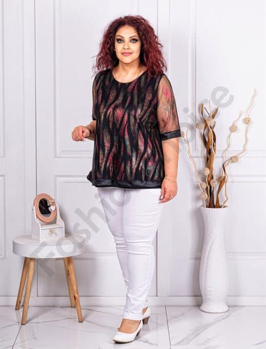 Tunica maxi din tull cu print stralucitoare cod 241150-1