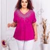 Bluza maxi cu decoratie din pietricele-fucsia cod 2838-1