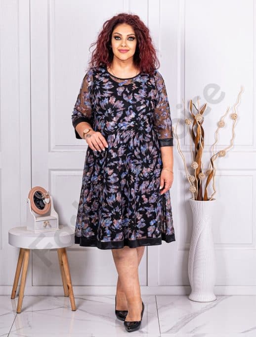 Rochie oficiala maxi cu motive multicolor cod 1167-1