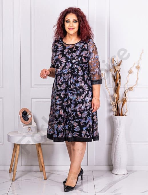 Rochie oficiala maxi cu motive multicolor cod 1167-1