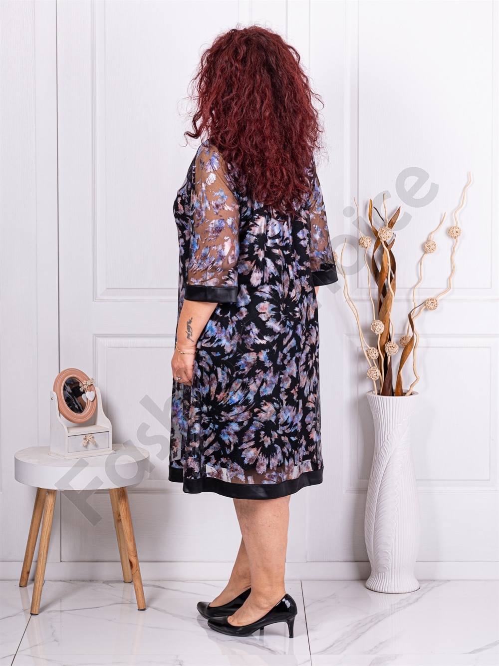 Rochie oficiala maxi cu motive multicolor cod 1167-1