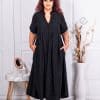 Rochie maxi in clos cu volane si nasturi pe bust-negru cod 9584