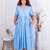 Rochie maxi in clos cu volane si nasturi pe bust-parlament cod 9584-3