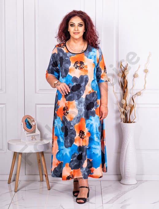 Rochie maxi in clos cu imprimeu in degrade-multicolor cod 24824-2