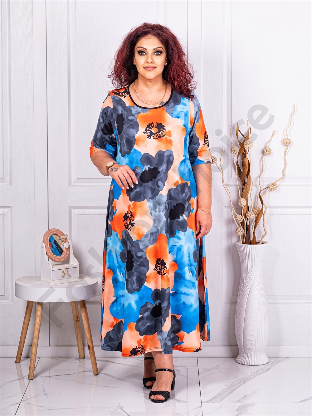 Rochie maxi in clos cu imprimeu in degrade-multicolor cod 24824-2