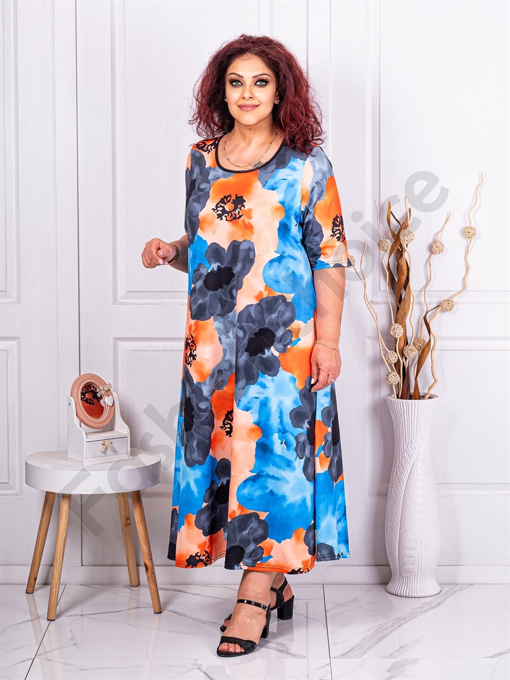 Rochie maxi in clos cu imprimeu in degrade-multicolor cod 24824-2