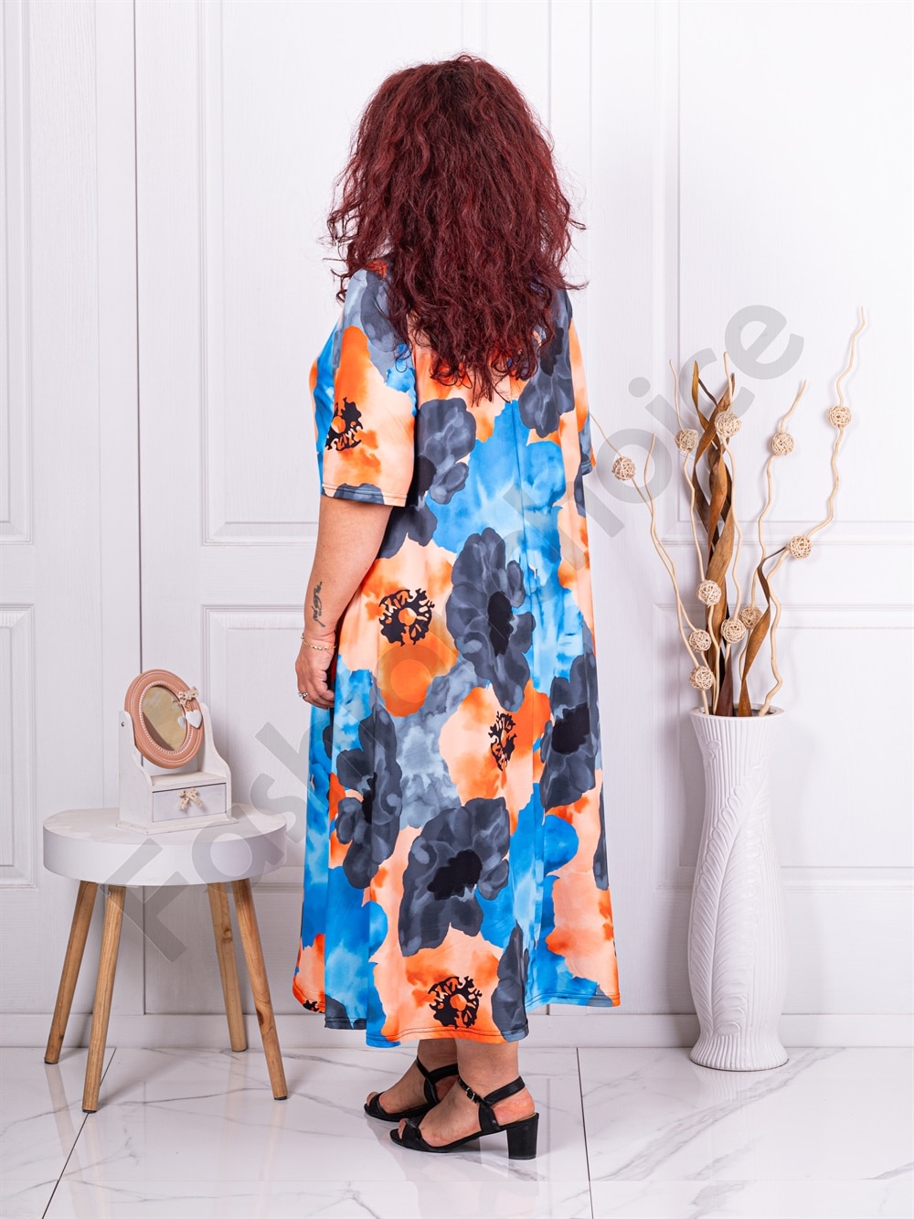 Rochie maxi in clos cu imprimeu in degrade-multicolor cod 24824-2