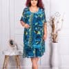 Rochie maxi din sifon cu imprimeu floral-albastru cod 23040