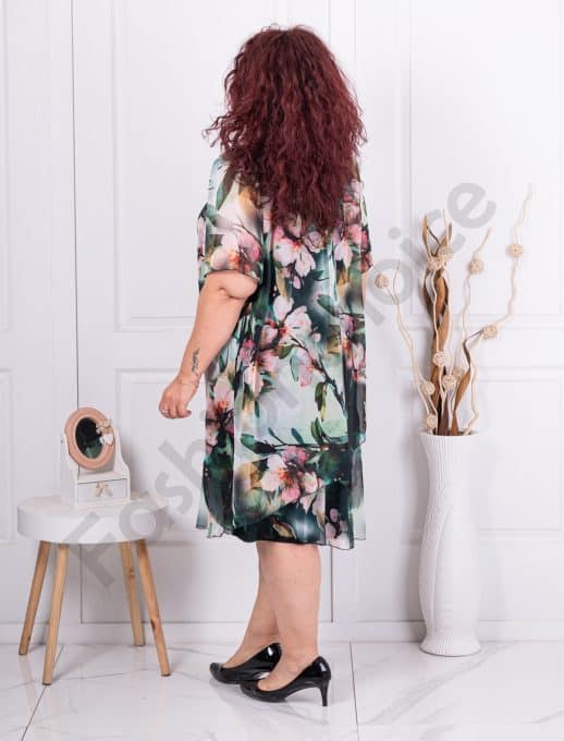 Rochie maxi din sifon cu imprimeu floral-verde cod 23040-4