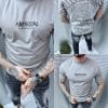 Tricou barbati Oversize cu inscris Antisocial in fata si spate-gri cod 313-2